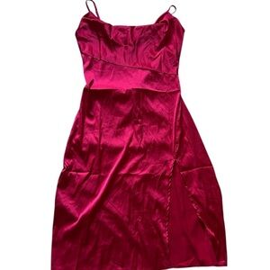 Pink Lyaner Silky Slip Dress Size M Cocktail Party Dress Side Slit